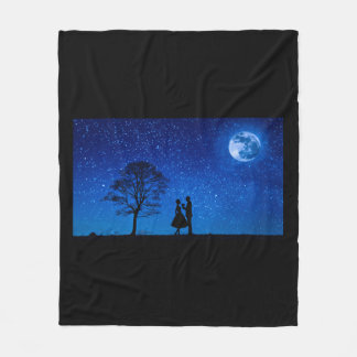 Lovers under a full moon fleece blanket