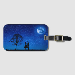 Lovers under a full moon   luggage tag