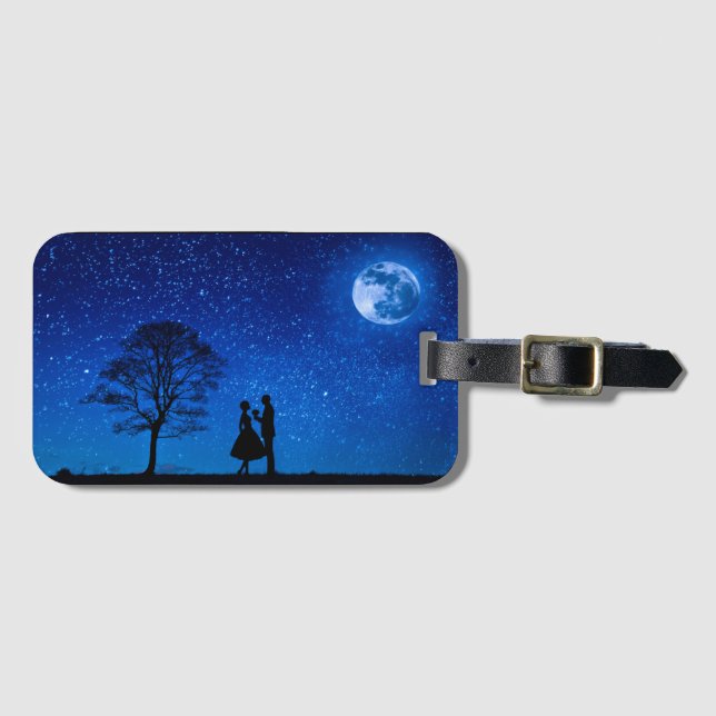 Lovers under a full moon   luggage tag (Front Horizontal)