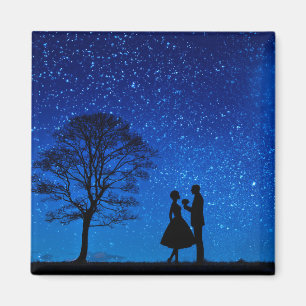 Lovers under a full moon  magnet