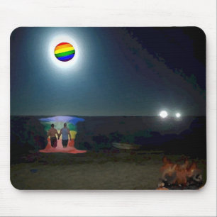 Lovers Under the Gay Pride Moon Mouse Pad