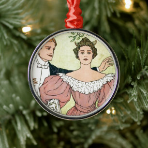 Lovers under the Mistletoe Metal Tree Decoration