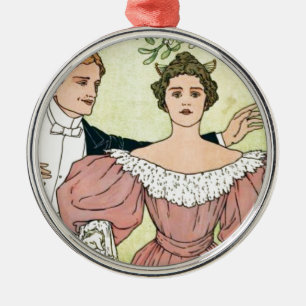 Lovers under the Mistletoe Metal Tree Decoration
