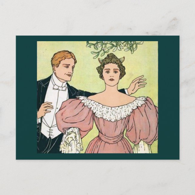 Lovers under the Mistletoe Postcard (Front)