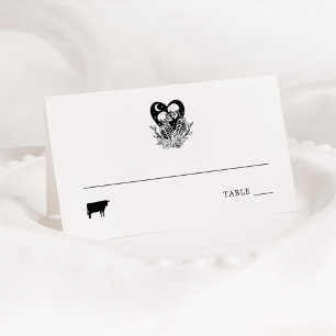 Lovers Until Death Skeletons Place Card Beef