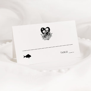 Lovers Until Death Skeletons Place Card Fish