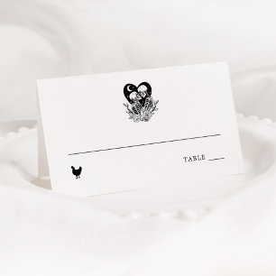 Lovers Until Death Skeletons & Roses Place Card