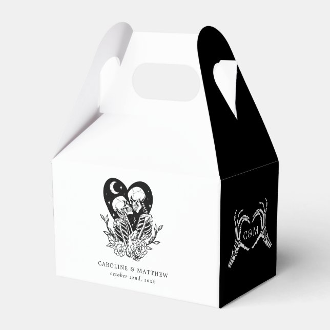 Lovers Until Death Skeletons & Roses Wedding Favour Box (Front Side)