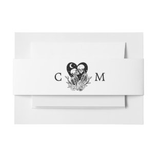 Lovers Until Death Skeletons & Roses Wedding Invitation Belly Band