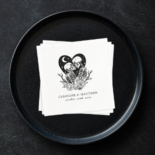 Lovers Until Death Skeletons & Roses Wedding Napkin