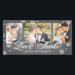 Loves and Thanks Chalkboard Snowflake 3-Photo Thank You Card<br><div class="desc">Winter themed thank you card perfect for newlyweds to send out during the winter or as a holiday card.</div>
