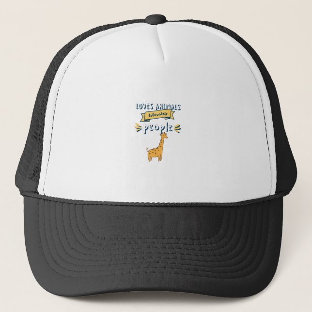 Loves Animals Tolerates Trucker Hat (Front)