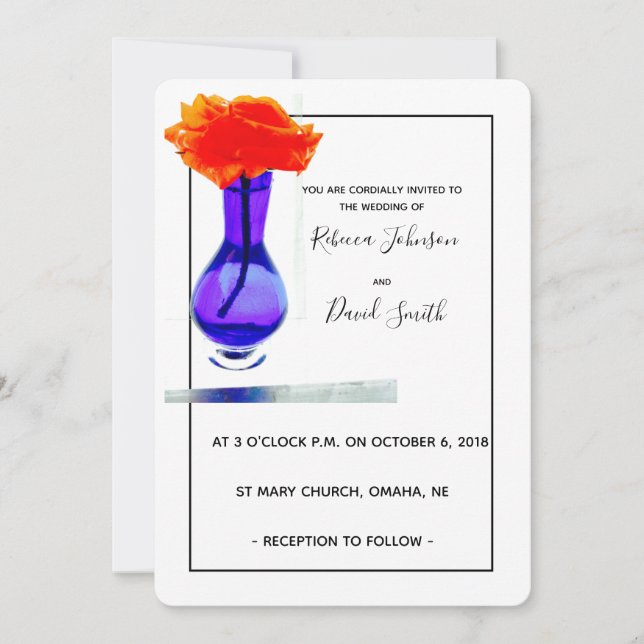 Love's apricot rose modern wedding invitation (Front)