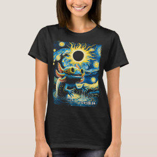 Loves Axolotls Solar Eclipse Vintage Starry Night T-Shirt