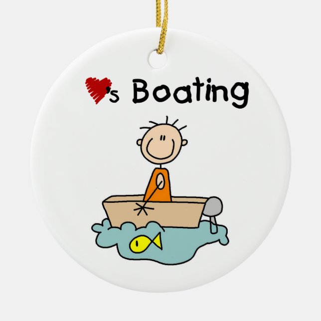 Loves Boating Ceramic Tree Decoration (Front)