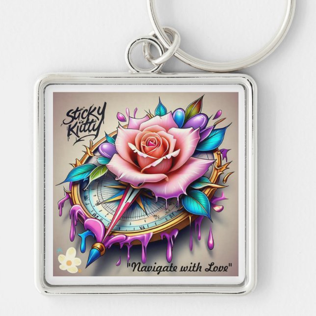 "Love's Direction in Bloom" Key Ring (Front)