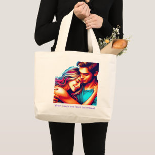 Loves Heartbeat Large Tote Bag