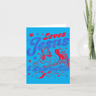 Loves Jesus Aamerica Too Patriotic Eagle - Jesus Card