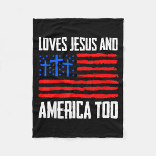 Loves Jesus America Too 4th Graphic Art Fleece Blanket