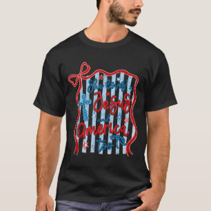 Loves Jesus And Aamerica Too Christian Faith Girl T-Shirt