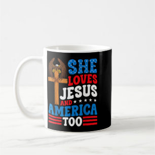 Loves Jesus And Aamerica Too Cross Patriotic Eagle Coffee Mug