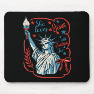Loves Jesus And America Too Christian Patriotic 4t Mouse Pad