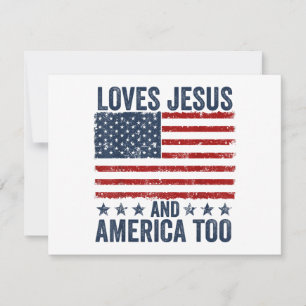 Loves Jesus and America Too God Christian 4th of J Thank You Card