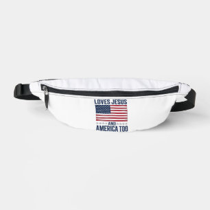 Loves Jesus And America Too Patriotic Christian Sh Bum Bags