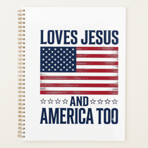 Loves Jesus And America Too Patriotic Christian Sh Planner