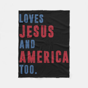 Loves Jesus And America Too Retro God Christian 4t Fleece Blanket