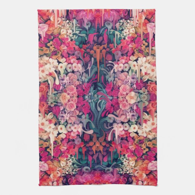 Loves me Maybe, melting floral pattern Tea Towel (Vertical)