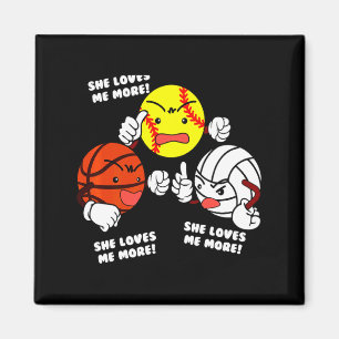 Loves more softball basketball volleyball t shirt magnet