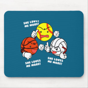 Loves more softball basketball volleyball t shirt mouse pad