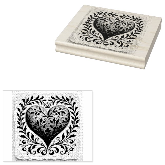 Love's Palette: Gouache Valentine Hearts Rubber Stamp (Stamped)