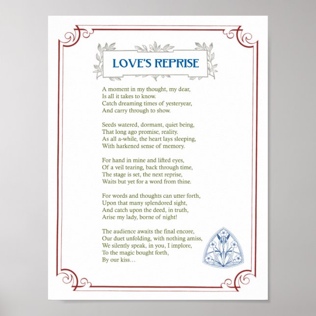Love's Reprise - A Romantic, Musing Poem - Print (Front)