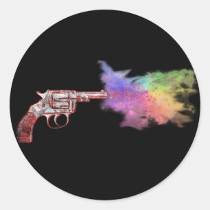 love's smokin' gun : rainbow : classic round sticker