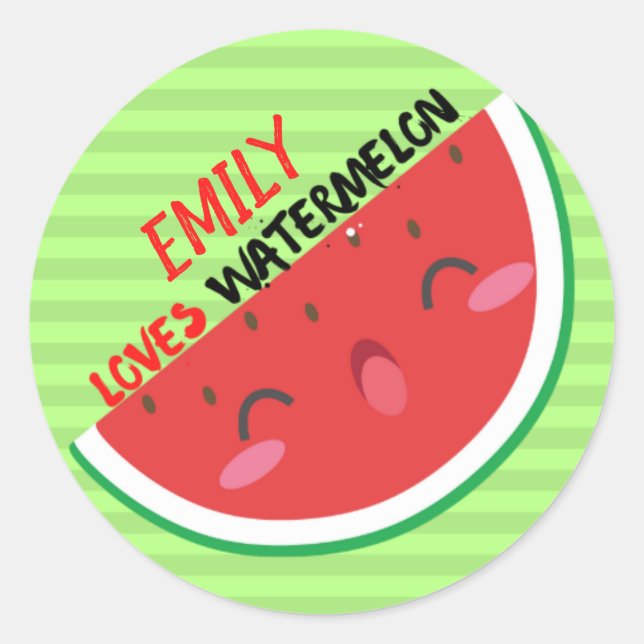 Loves Watermelon, Watermelon Name Sticker (Front)