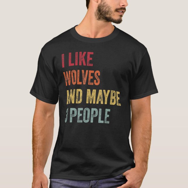 Loves Wolves wolf Face 12 T-Shirt (Front)