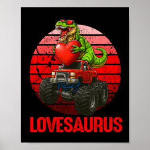 Lovesaurus Dinosaur Monster Truck Valentine Toddle Poster