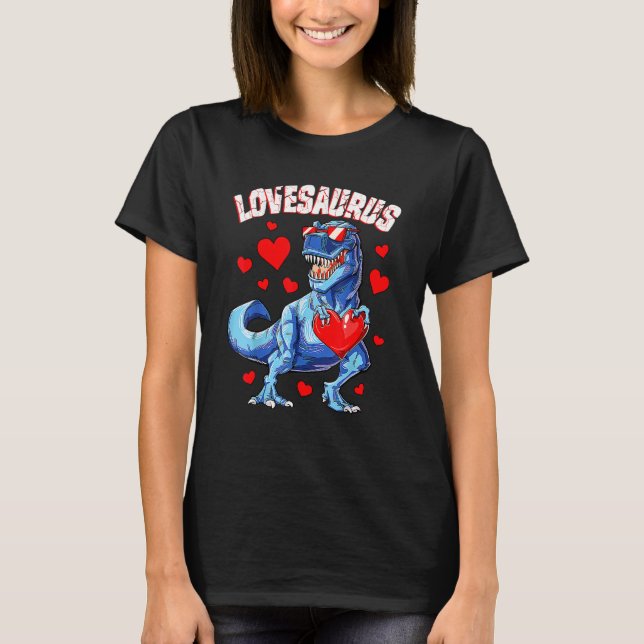 Lovesaurus Rex Dinosaur Valentines Day Boys Kids M T-Shirt (Front)