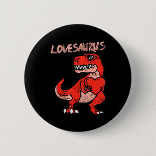 Lovesaurus Trex Dinosaur Heart Cute Valentines Day 6 Cm Round Badge