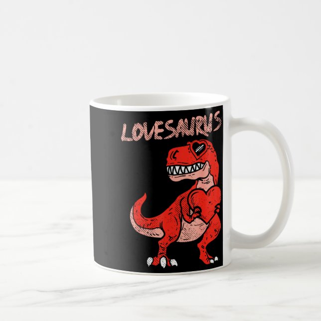 Lovesaurus Trex Dinosaur Heart Cute Valentines Day Coffee Mug (Right)