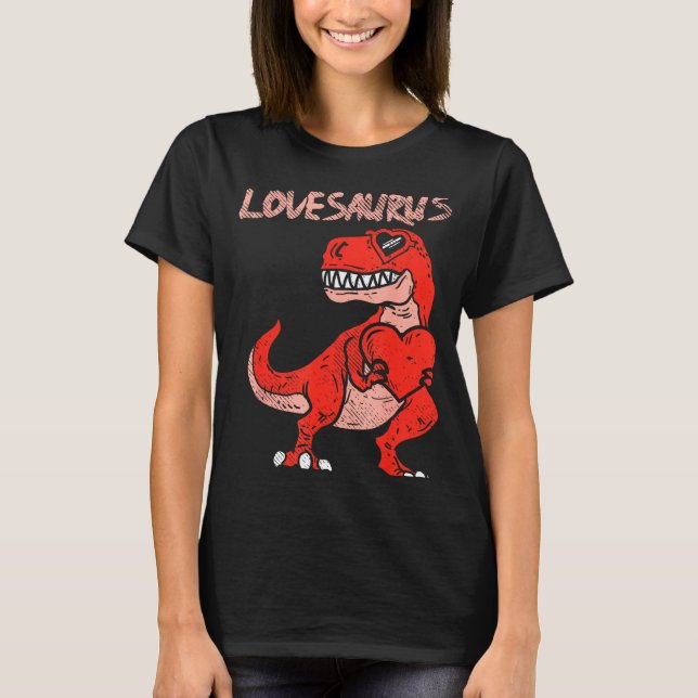 Lovesaurus Trex Dinosaur Heart Cute Valentines Day T-Shirt (Front)