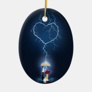 "Lovestruck" Moment Under an Umbrella Custom Ceramic Ornament