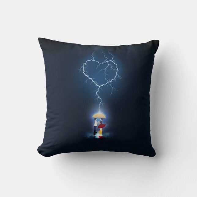 "Lovestruck" Romantic Moment Under an Umbrella Cushion (Front)