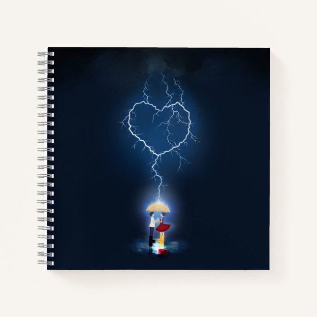 "Lovestruck" Romantic Moment Under an Umbrella Notebook (Front)