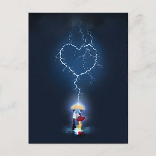 "Lovestruck" Romantic Moment Under an Umbrella Postcard (Front)
