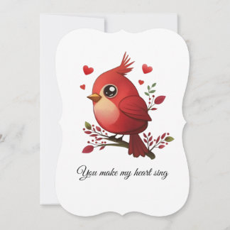 Lovey-Dovey Red Cardinal Thank You Card