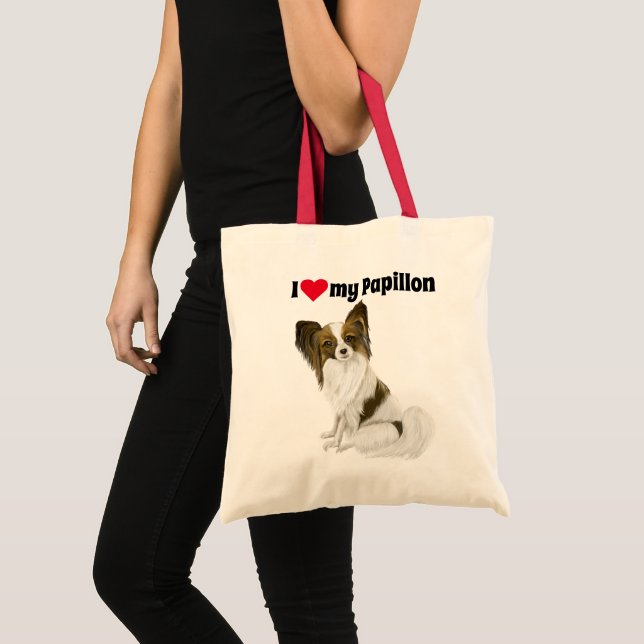 Lovey Papillon dog I love my papillon Personalised Tote Bag (Front (Product))