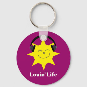 Lovin' life sun & headphones keychain